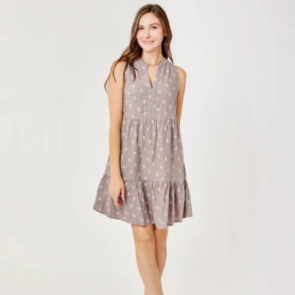 Carve Designs NWT Nellie Linen Mini Dress in Dark Fawn Dakota